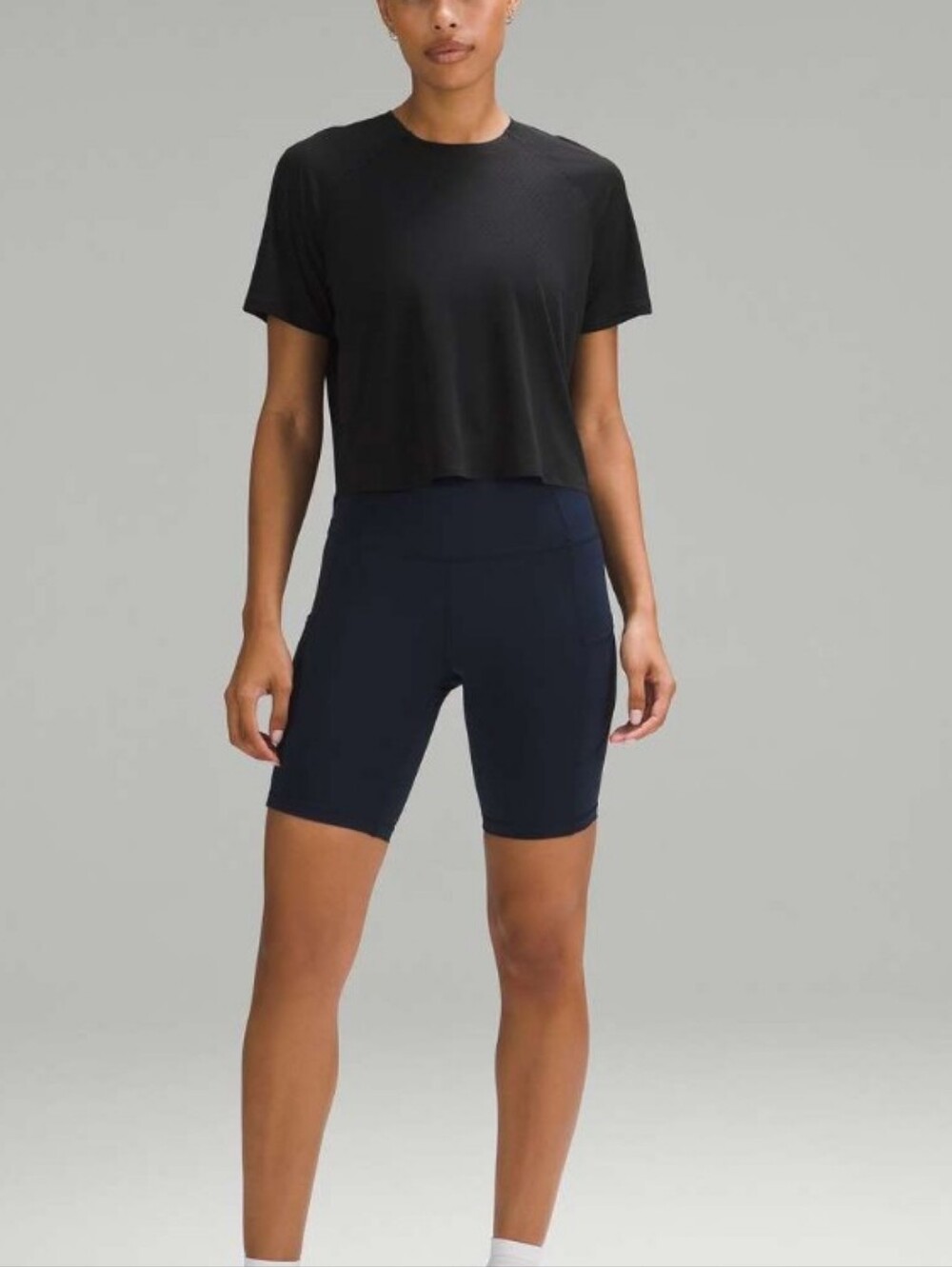 Lululemon Black Fast And Free Race Length Cropped Top, SIZE S, See Description - Picture 2 of 14